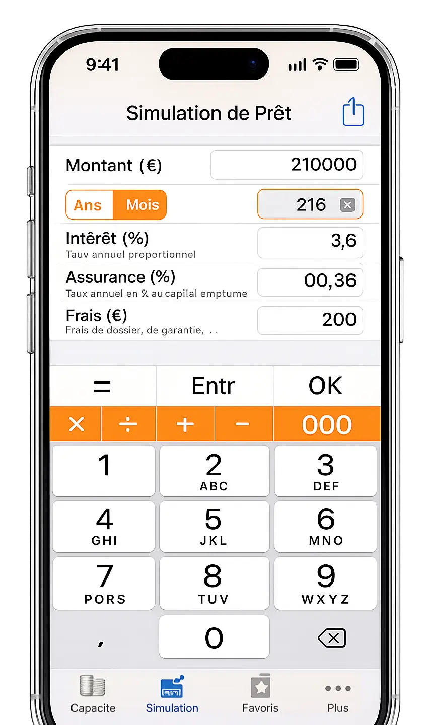 Simulation crédit sur iPhone
